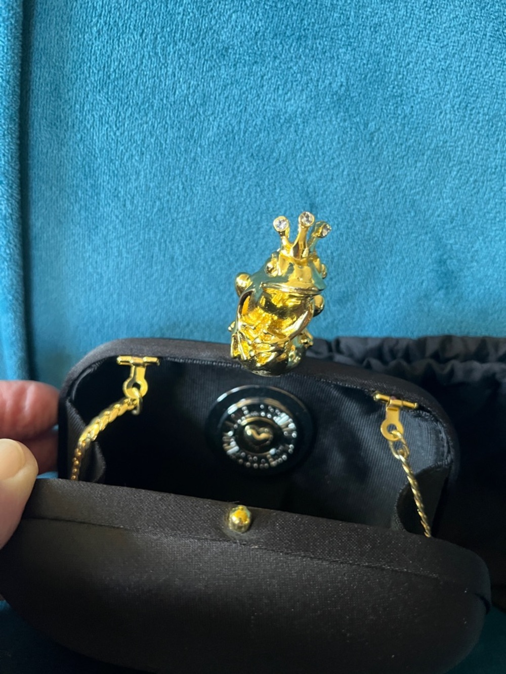 Love Moschino Black Clutch with Gold Frog Detail - Picture 3 of 6
